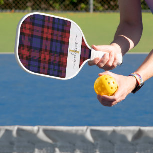 Name Elegante Monogram Kariert Rustic Tartan hinzu Pickleball Schläger
