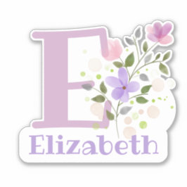 Name Elizabeth plus Initial mit Blumendesign Aufkleber