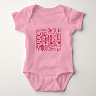 Name Emily Niedlich Typografy Liebe Hearts Baby Strampler