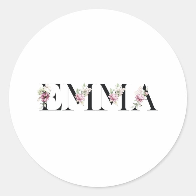 Name Emma Runder Aufkleber (Vorderseite)