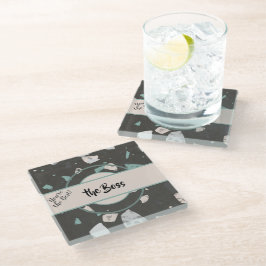 Name | Erdtöne und Grüntöne Terrazzo-Musterboss Glasuntersetzer