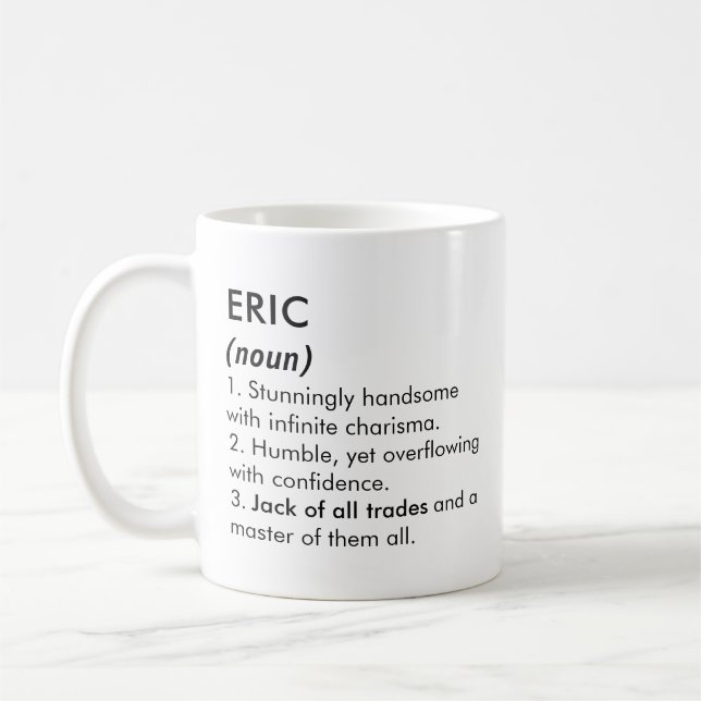 Name Eric, Bearbeitbarer Name, Benutzerdefinierter Kaffeetasse (Links)