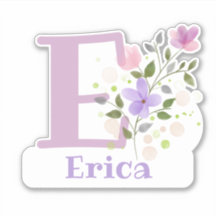 Name Erica plus Initial mit Blumendesign