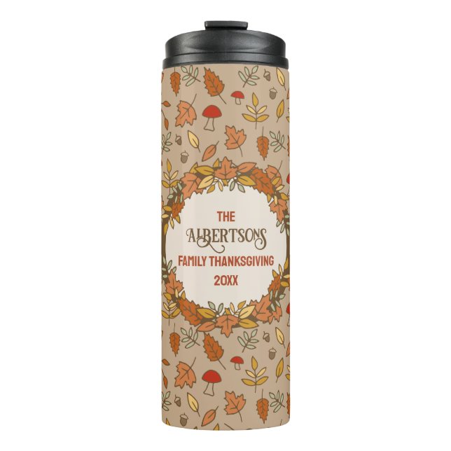 Name Erntedank Herbstlaub Thermosbecher (Vorderseite)