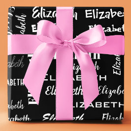 Name Erste Monogramm schwarzes Personalisiertes Ge Geschenkpapier