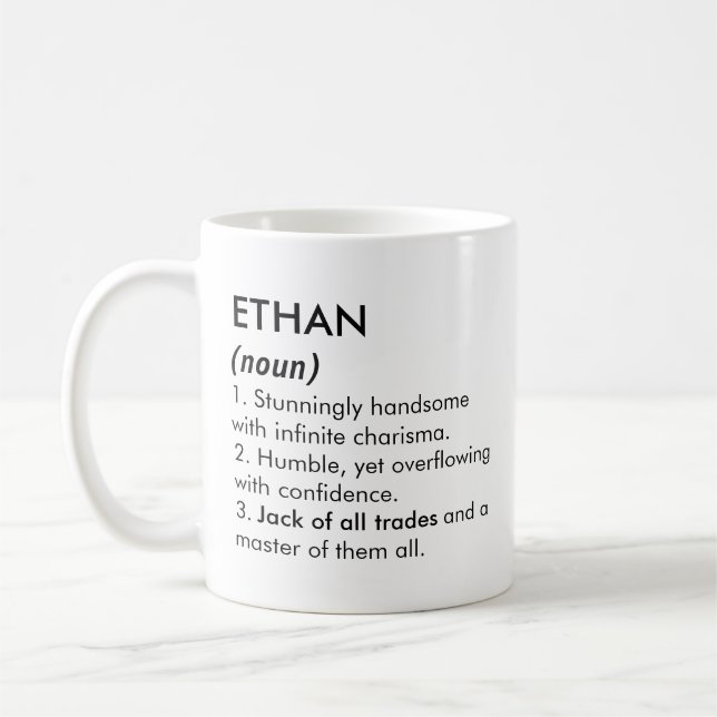 Name Ethan, Bearbeitbarer Name, Benutzerdefinierte Kaffeetasse (Links)