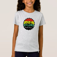 Name Fahrrad auf Vintagem Grunge Rainbow T-
