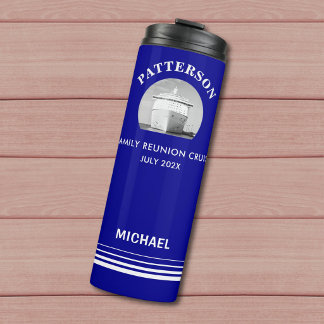 Name, Familientreffen Kreuzfahrt Dunkelblau Thermosbecher