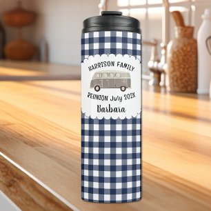 Name, Familientreffen Navy Büffel Karo Retro Van Thermosbecher