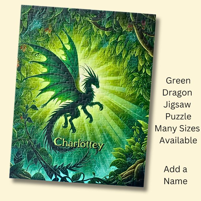 Name, Fantasy Dragon Flying in Green Light Rays Puzzle (Von Creator hochgeladen)