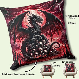 Name, Fantasy-Feuerdrache mit Totenköpfen Kissen