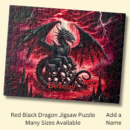 Name, Fantasy-Feuerdrache mit Totenköpfen  Puzzle