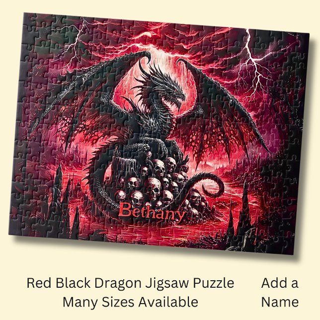 Name, Fantasy-Feuerdrache mit Totenköpfen  Puzzle (Von Creator hochgeladen)