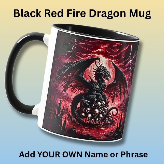 Name, Fantasy-Feuerdrache mit Totenköpfen  Tasse (Von Creator hochgeladen)