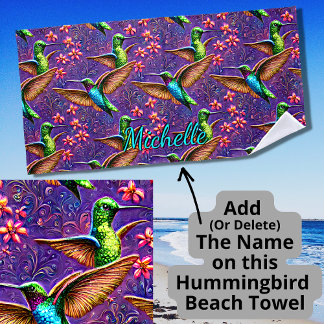 Name Fantasy Flight of Colorful Hummingbirds Strandtuch