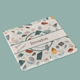 Name, farbenfroh texturierte große Chip Mosaik Ter Glasuntersetzer