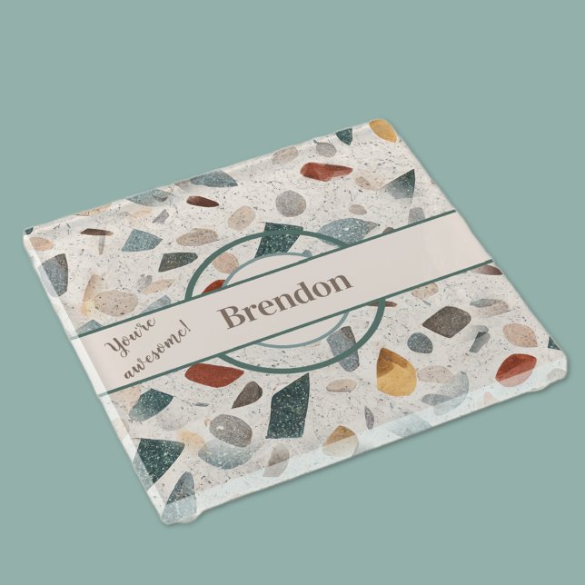 Name, farbenfroh texturierte große Chip Mosaik Ter Glasuntersetzer (Von Creator hochgeladen)