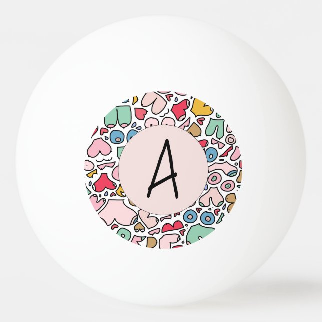 Name farbiger Brustmusterstein Untersetzer Tischtennisball (Vorderseite)