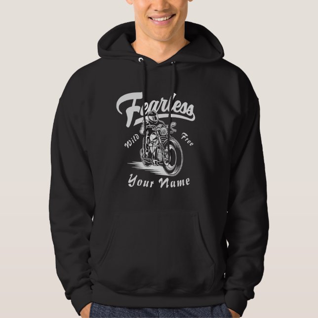 Name Fearless Wild Free Motorrad hinzufügen Hoodie (Vorderseite)