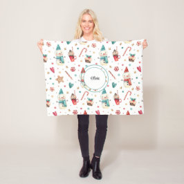 Name, Feierlicher Spaß Snowman Süßigkeiten Fleece 