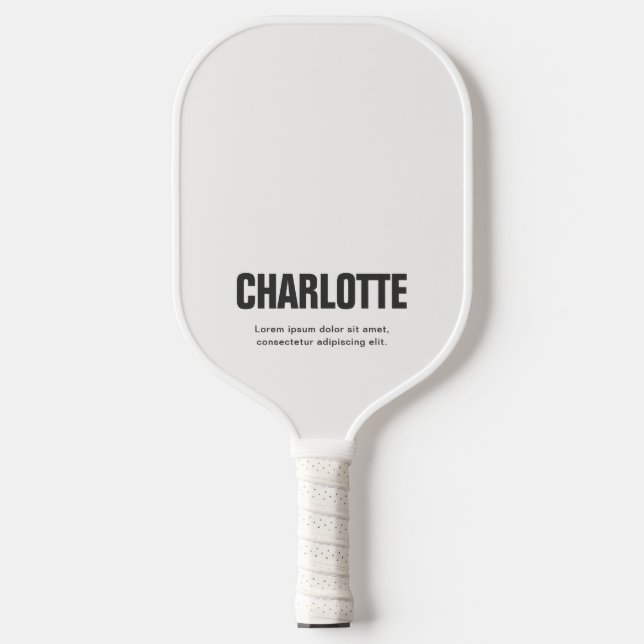 Name Fett Modern Minimal Weiß Pickleball Schläger (Vorderseite)