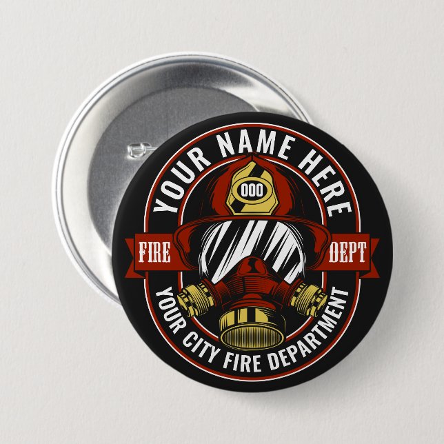 NAME Firefighter-Helm-Maske anpassen Feuer retten Button (Vorne & Hinten)