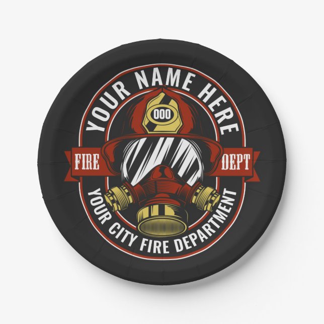 NAME Firefighter-Helm-Maske anpassen Feuer retten Pappteller (Vorderseite)