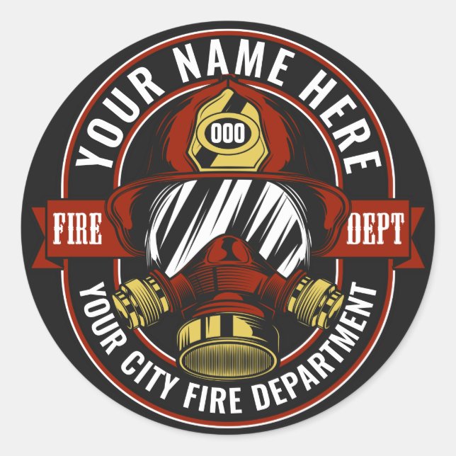 NAME Firefighter-Helm-Maske anpassen Feuer retten Runder Aufkleber (Vorderseite)