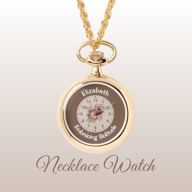 Name floral introvertierte Einsamkeit braun hinzuf Armbanduhr (Von Creator hochgeladen)