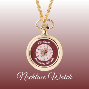 Name floral Introvertierte Einsamkeit pink hinzufü Armbanduhr