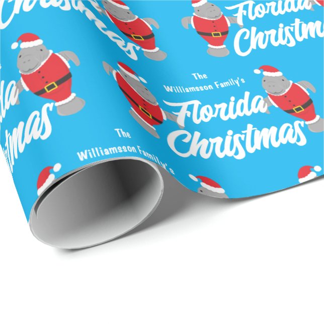 Name Florida Manatee Weihnachten Geschenkpapier (Rolleneckpunkt)
