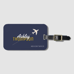 Name & Flugzeug für Ihre Reiseabenteuer stilvoll Gepäckanhänger
