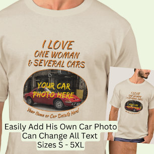 Name, Foto des Autos, Text, Liebe Frau und Autos h T-Shirt