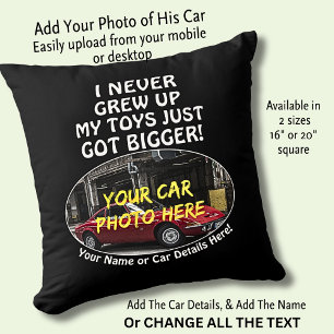 Name, Foto des Autos, Text, nie aufgewachsen Spiel Kissen