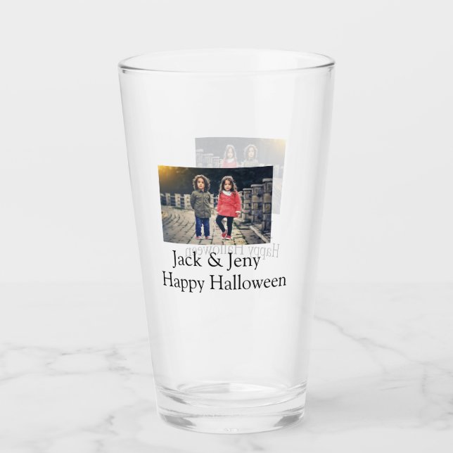 Name Foto Text Halloween Junge Glas (Vorderseite)