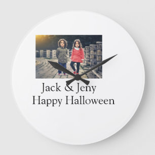 Name Foto Text Halloween Junge Große Wanduhr