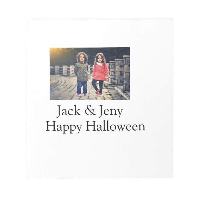 Name Foto Text Halloween Junge Notizblock (Vorderseite)