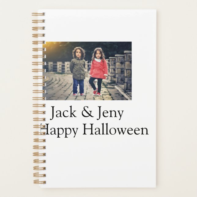 Name Foto Text Halloween Junge Planer (Vorderseite)