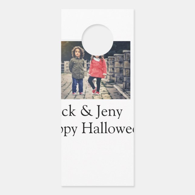 Name Foto Text Halloween Junge Türanhänger (Vorderseite)