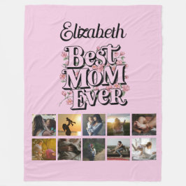 Name FotoCollage Beste Mama je Retro Typografie Fleecedecke