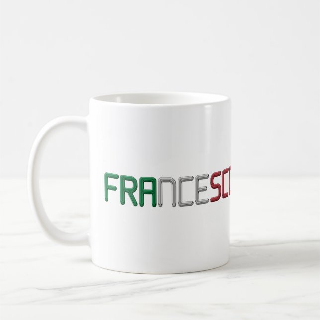 Name Francesco Italienische Flaggenfarben Typograf Kaffeetasse (Links)