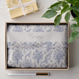 Name Französisches Land Toile de Jouy Blaues Muste Seidenpapier