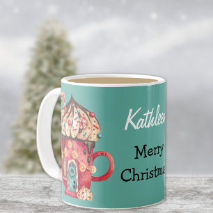 Name, Frohe Weihnachten Magische Candy House 11oz Kaffeetasse