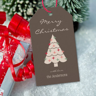 Name, frohe Weihnachten Mitte des Jahrhunderts Mod Geschenkanhänger