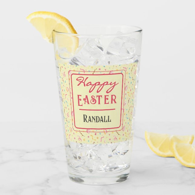 Name, Frühjahrsmuster glückliches Osterpint Glas (Vorderseite Ice)