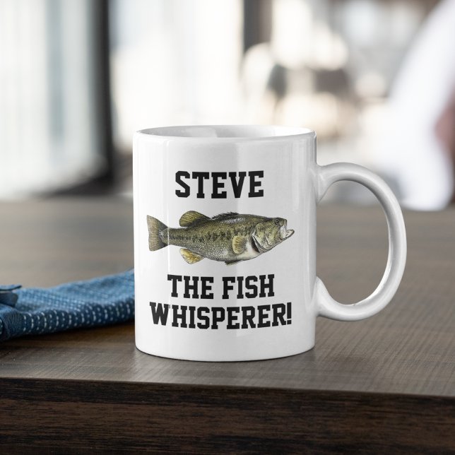 Name Funny Name Fishing Legend Largemouth Bass Spo Kaffeetasse (The fish whisperer largemouth bass fishing coffee mug gift)