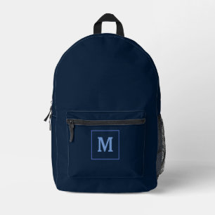 Name für blaue, moderne Monogramm Bedruckter Rucksack