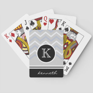 Name für das Zickzack Silbergrau-Monogramm Spielkarten