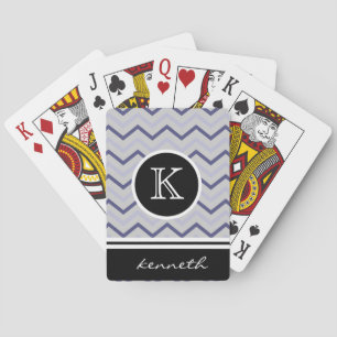 Name für das Zickzack Silbergrau-Monogramm Spielkarten