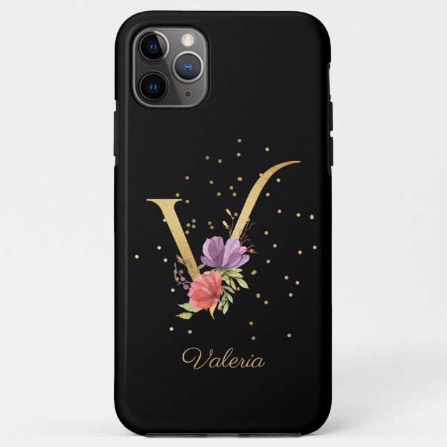 Name für die Floral Monogramm-Bezeichnung Initial  Case-Mate iPhone Hülle (Rückseite)